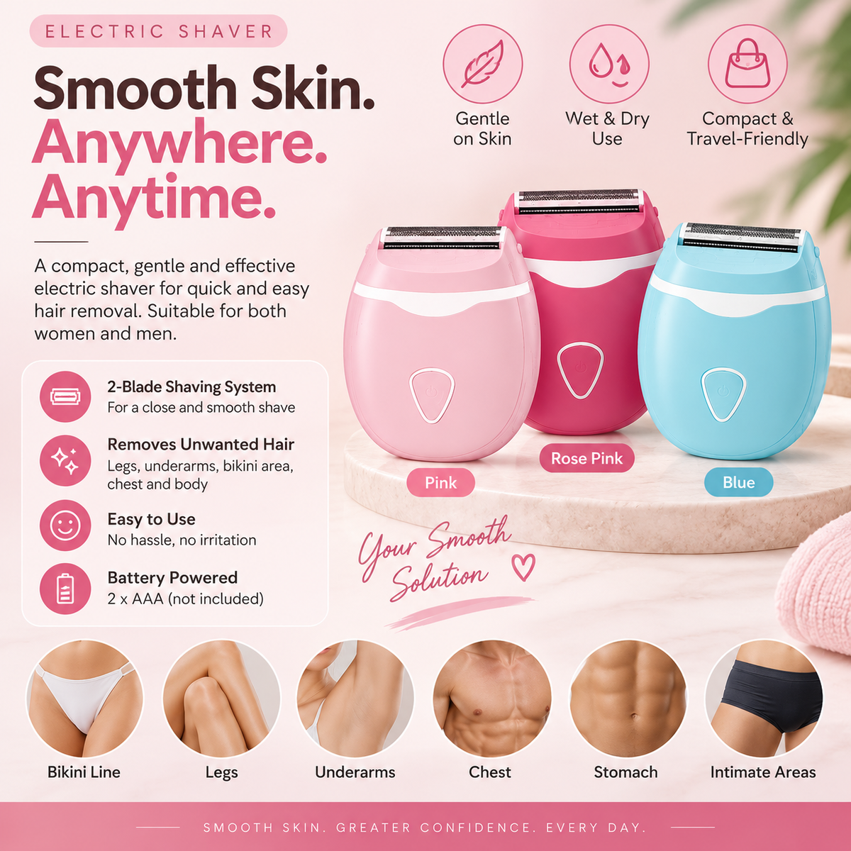 GlowGlide™ Women’s Electric Body Shaver