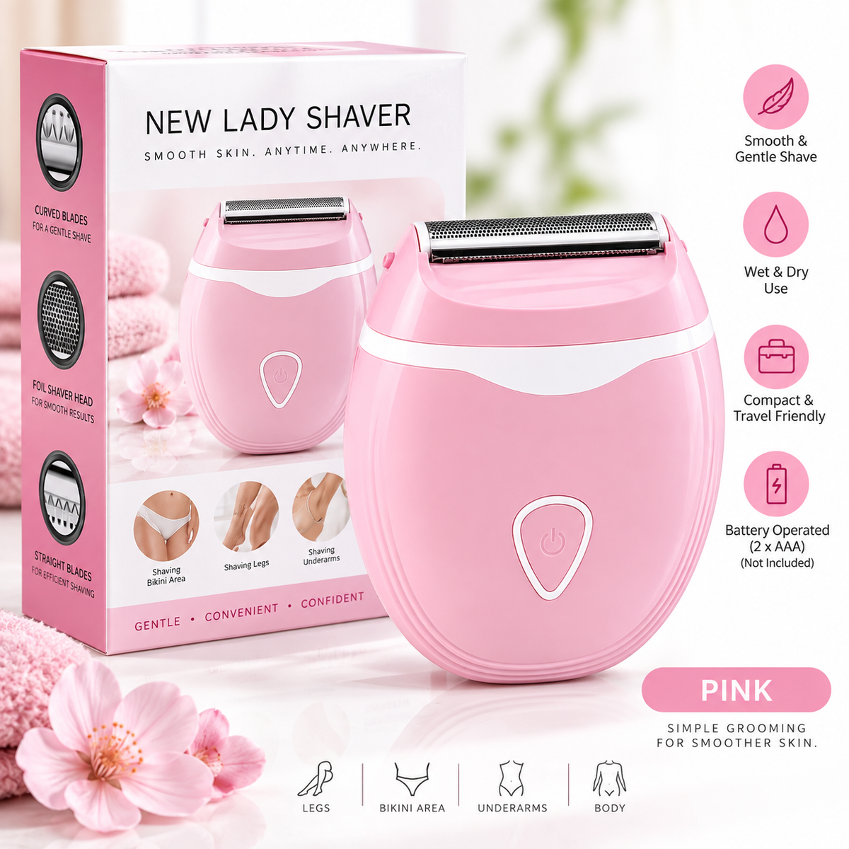 GlowGlide™ Women’s Electric Body Shaver